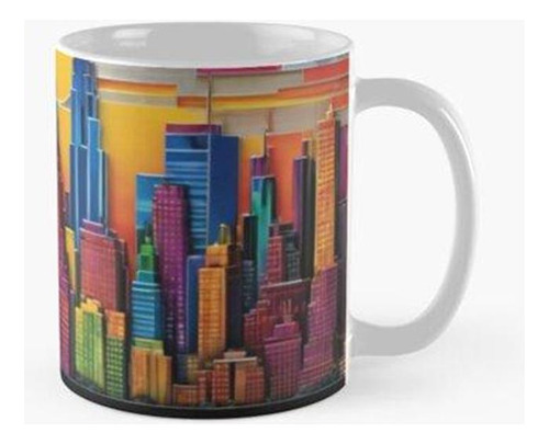 Taza X4 Colorido Horizonte De Nueva York Calidad Premium