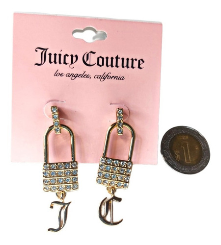 Aretes Juicy Couture Poste Candado Con Cristal Austriaco