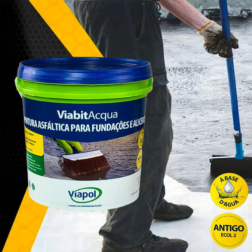 Pintura Asfáltica Impermeabilizante Viabitacqua 3,6l Viapol Cor Preto