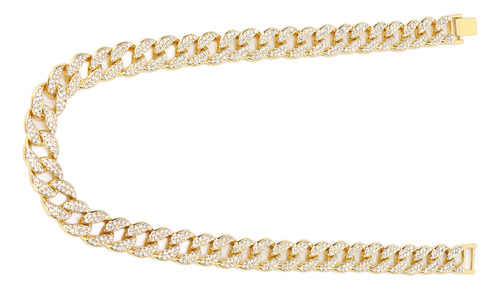 Collar De Hip Hop Cuban Bling, Cadena Con Cierre Brillante,