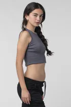 Comprar Top Mujer Negro Teen Musculosa Mujer Top Crop Básico Okiwama