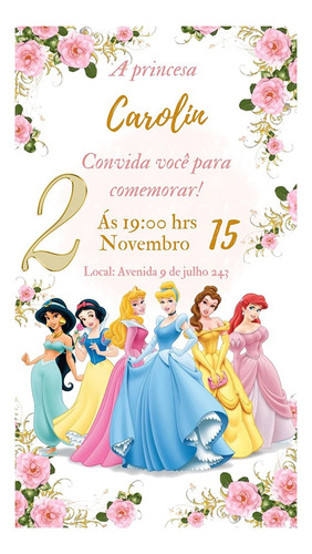 Convite Digital Escolha O Seu Envio Imediato Princesas Disney