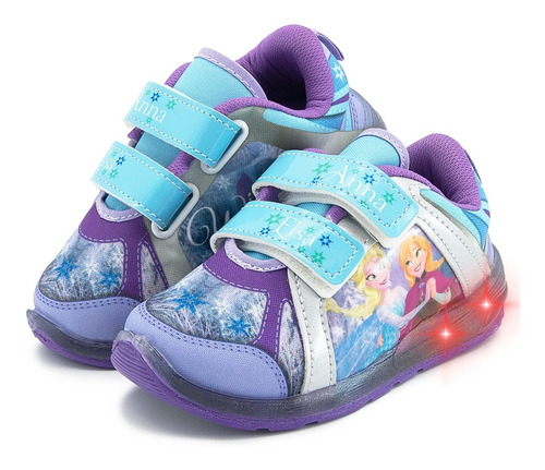 Tenis Luces Niña Frozen Disney Elsa Y Anna 15-21 Lila