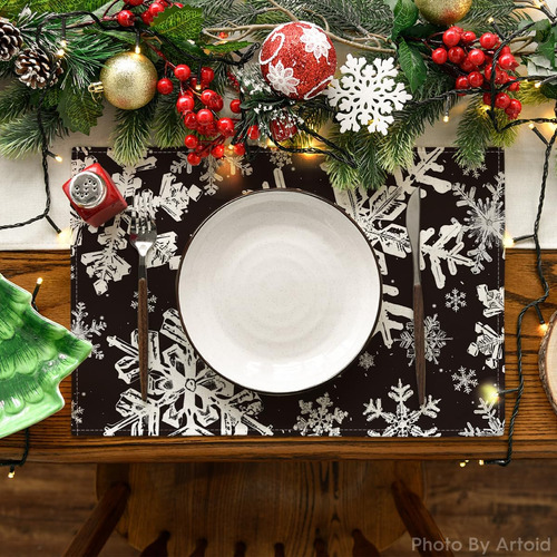 4 Manteles Individuales Decoracion Navidad Copos De Nieve