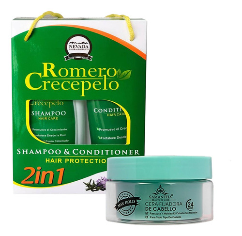 Shampoo + Acondicionador Romero + Cera Capilar Samantha