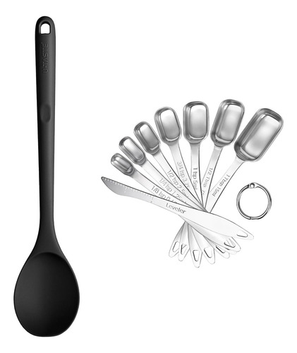Cucharas Mezcladoras Silicona Y Medidoras Acero Inoxidable N