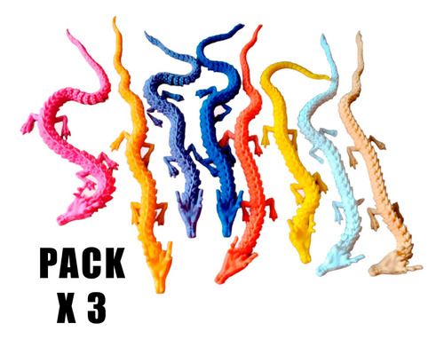 Pack X3 - Dragon Articulado Gran Tamaño + Varios Colores