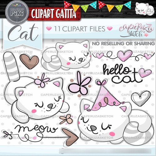 Pack Imágenes Hd Clipart Tierna Gata Gatita Blanca Caperuza
