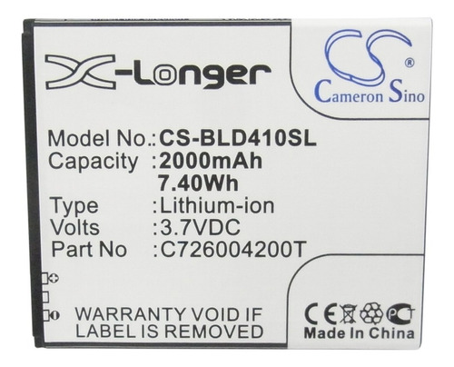 Bateria C726004200t P/ Blu Dash 5.0 D410