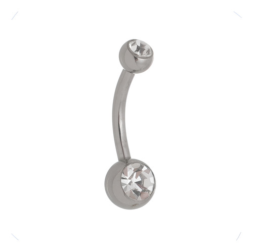 Piercing Umbigo Banana Bell Titânio Zircônia Prateado Cor Branco