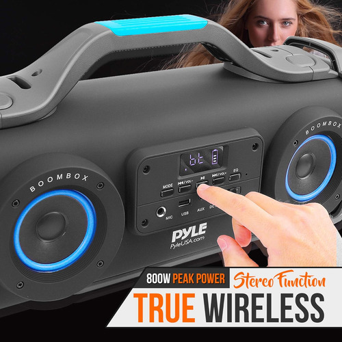 Pyle Altavoz Inalámbrico Portátil Bluetooth Boombox