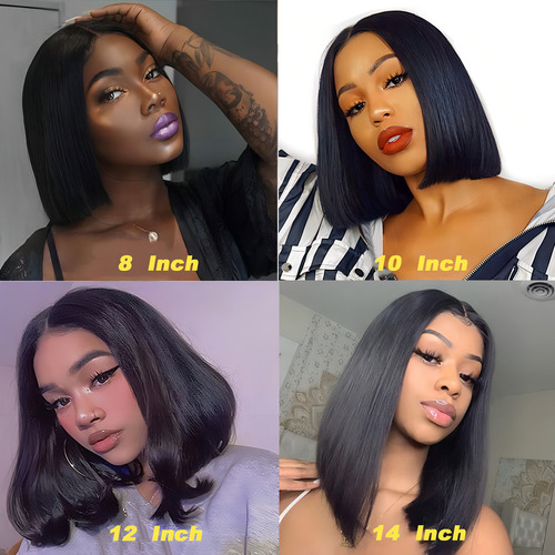 Perucas Shuhaot 4x4 Human Hair Bob com fecho de pescoço