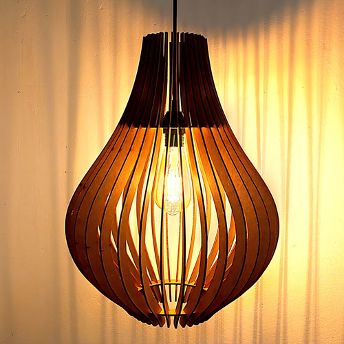Luminária Teto Tipo Pendente Áustria Em Mdf - Completa Estrutura Mdf Cru