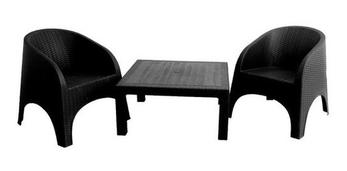 Pack 2 Sillones Jardín + Mesa Ratona 70x70 Simil Ratan Alejo