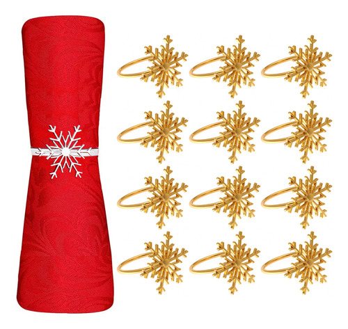 12 Anéis De Guardanapo De Floco De Neve De Natal