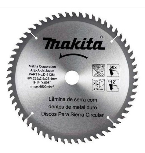 Disco Sierra Madera 9-1/4- Pulgadas 60 Dientes