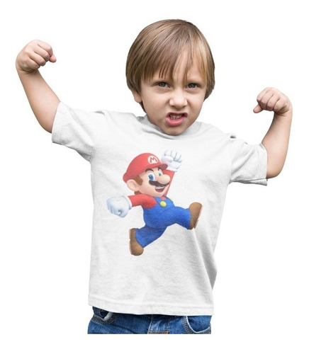 Polera Super Mario Bros Para Niño Videojuegos Algodon Estamp