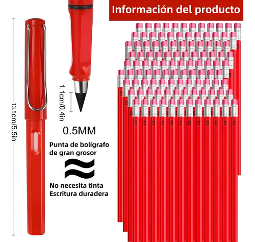 12 Lápices Infinito Mágico +borrador Incorporado, 24 Puntas
