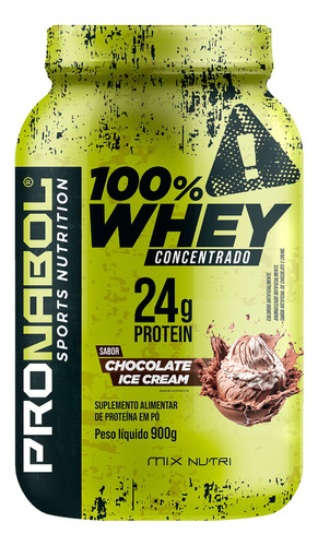 100% Whey Concentrado Pronabol Chocolate 24g Protein 900g