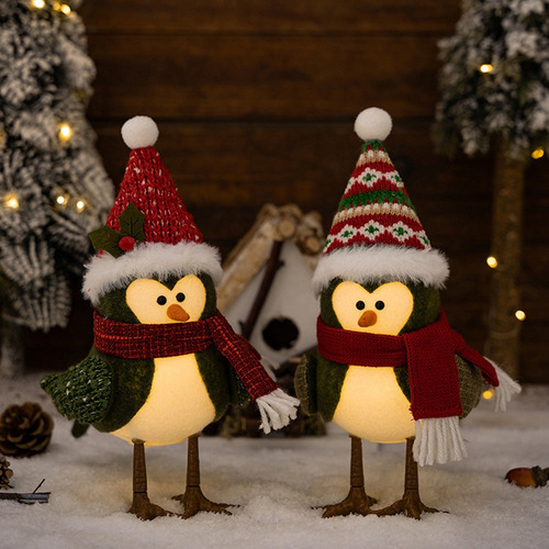 Yc Adornos Navideños Navideños Con Luces, Adornos De Pájaros