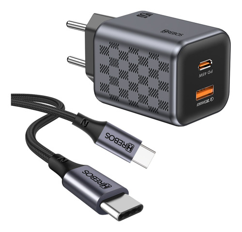 Carregador Celular Turbo Power 45w Usb A + Usb-c Com Tipo C