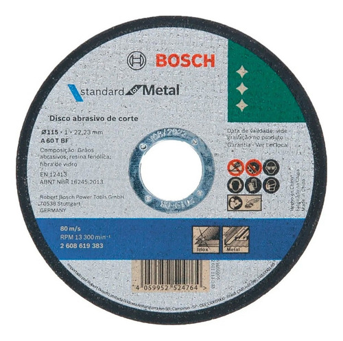 Discode corte Bosch Standard for metal 2608619383 115mm x 1mm x 1 unidad