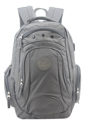 Mochila Wilson Porta Notebook 65.11084 color gris diseño liso 35L