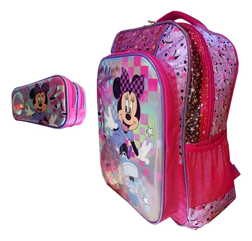 Kit Mochila Minnie Mouse Y Lapicera Ruz Disney Primaria