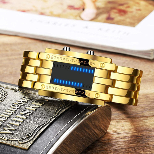 - Reloj Electrónico Binario Con Luz Led Azul For Hombre