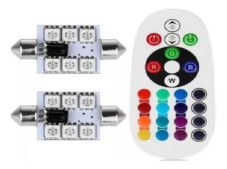 Imagen 2 de 8 de Tubular Led Auto Multicolor Rgb Con Control 5w 16 Funciones
