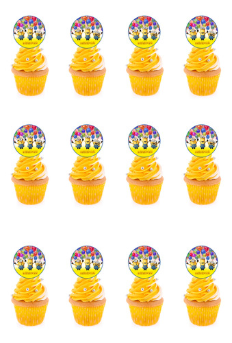 Pack 12 Toppers Para Cup Cake Minions 