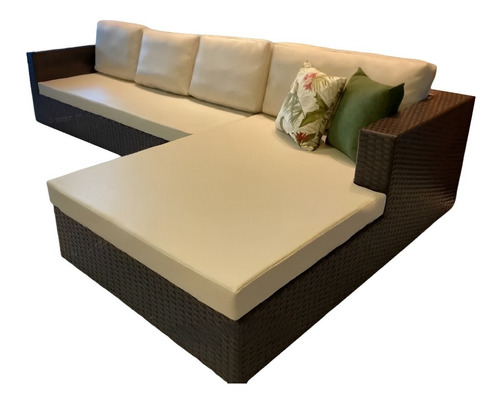 Sofa 3 Lugares E Chaise 160cm Fibra Sintética Area Externa Cor OPCIONAL