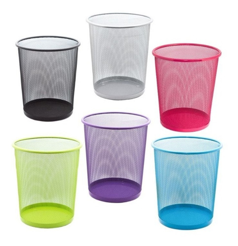 Imagen 1 de 1 de Cesto Papelero Tacho Basura Negro Grande Metalico 35 Cm