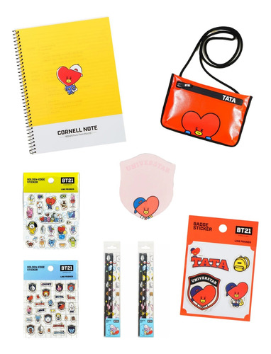 Set Escolar Bts Bt21 Tata Original Line Friends Studio8 8pz