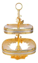 Comprar Soporte Para Tartas Y Magdalenas Cuadrado Dorado De 2 Nivele