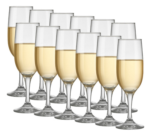 Jogo Taças Champagne Champanhe Conjunto Vidro 12 Peças 200ml