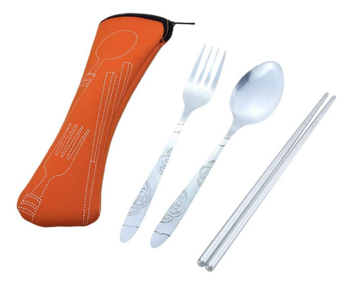 U-m Juego 3 Utensilio Portatil Funda Cuchara Acero Para