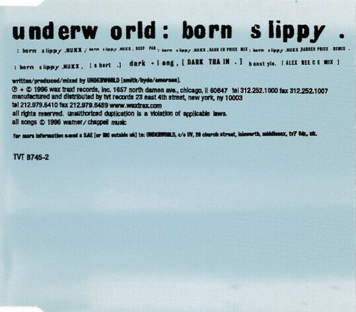 Underworld  Born Slippy (cd, 1996) Wax Trax!, Warner, Ccq