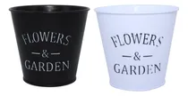 Comprar Macetas Maceteros Flowers & Garden 13x15cm 2 Unidades Blanco Y Negro Flowers Y Garden