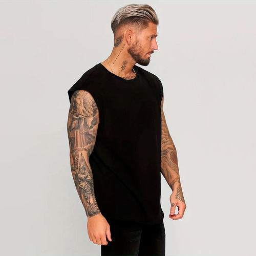Regata Oversized Machão Masculina Lisa Estilosa Preta New