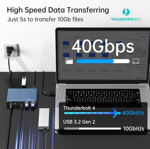 Dock Station Hub 5 Em 1 Usb-c Thunderbolt 4 40gbps