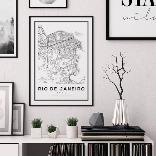 Cuadro Modernos Marco Y Vidrio 30x40 Mapa Los Angeles