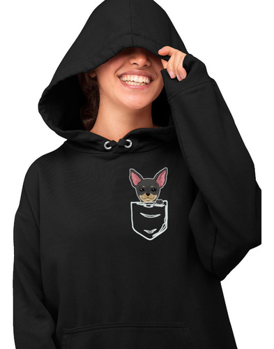 Sudadera Negra Chihuahua Perrito De Bolsillo 23