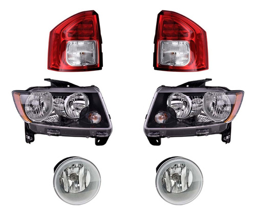 Faros Ppales Niebla Calaveras Depo P/ Jeep Compass 14 Al 15