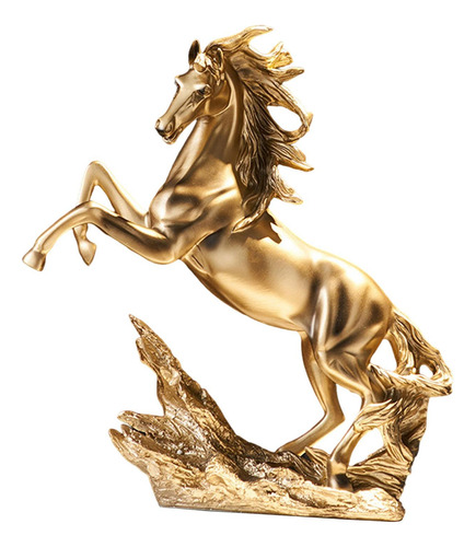 Estatuilla De Estatua De Caballo De Pie, Color Dorado, 15