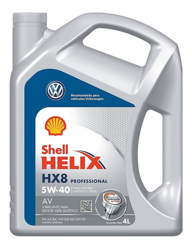 Aceite Shell Helix Hx8 Profesional Sintético 5w40 Volkswagen