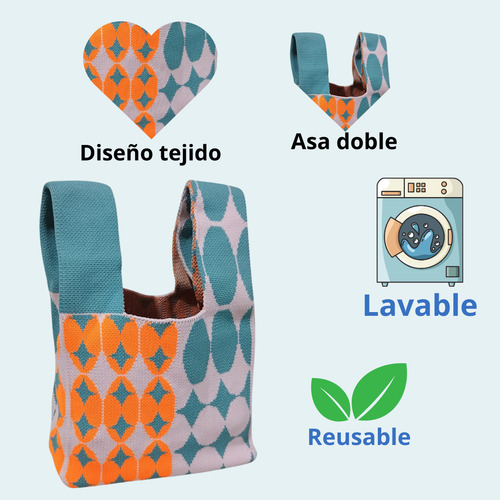 Bolso De Mano De Tela De Punto, Versátil Practico Lavable