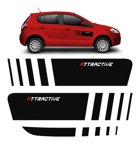 Imagem 1 de 6 de Faixa Palio Attractive 2012/2016 Adesivo Lateral E Traseiro