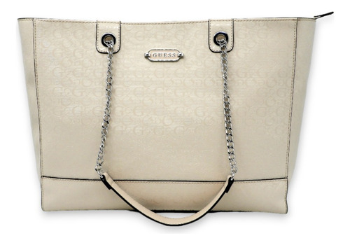 Bolsa Guess Tote Grande Lino Beige Dama 100% Original