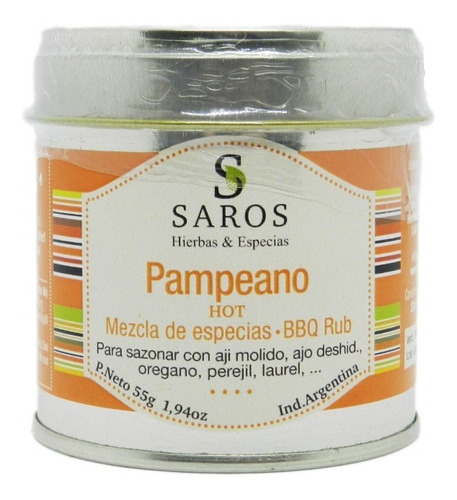 Saros Pampeano Hot  - Mezcla De Especias Lata X60 Gr. 